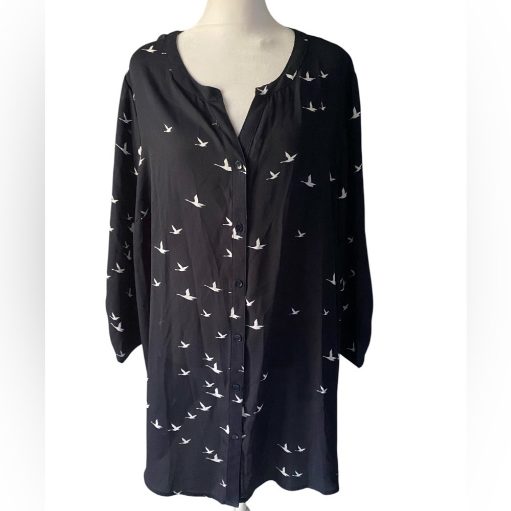 catherines 1x tops Navy Blue Women’s Button Down Shirt